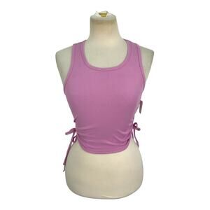 Freshman Ribbed Side Tie Tank Top Pink Size Medium NWOT